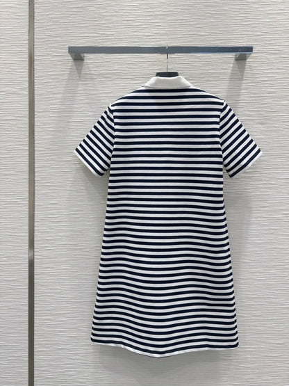 Prada 25 Striped Dress Black White Polyester