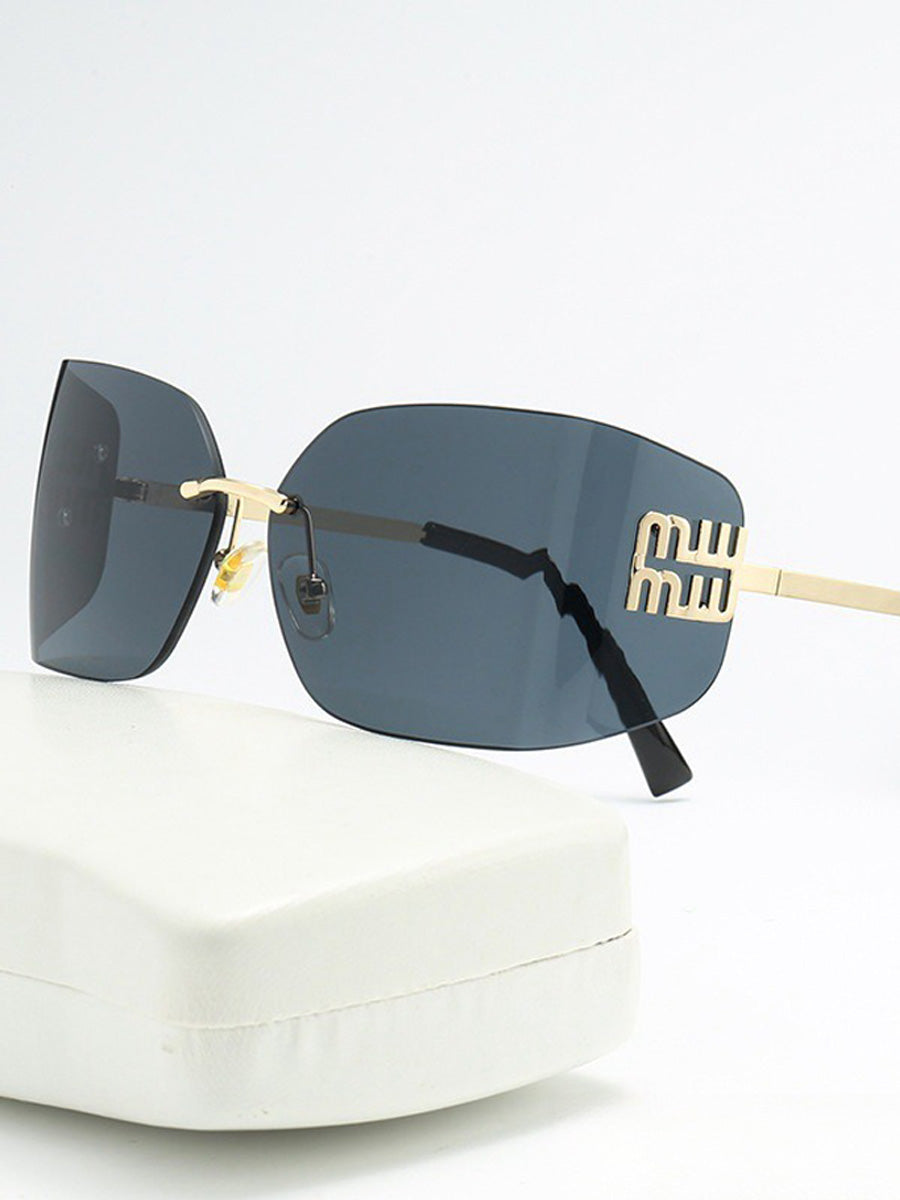 Josephine Curved Lens Rimless Sunglasses