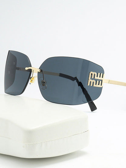 Josephine Curved Lens Rimless Sunglasses