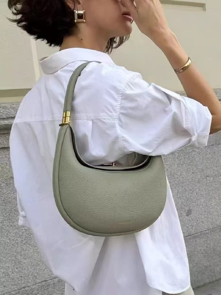 Jade Crescent Leather Shoulder Bag