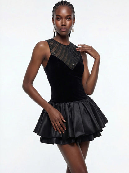 Arabella Sequin Cutout Puffy Mini Dress