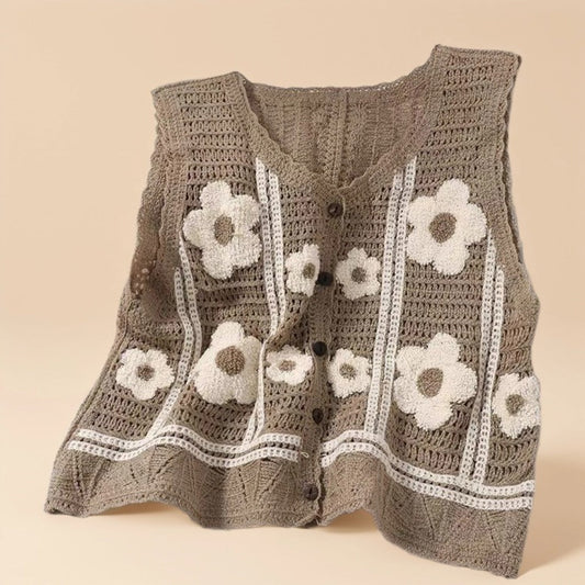 Crosa - Floral Crochet Knit Vest – Airy Summer Cover-Up