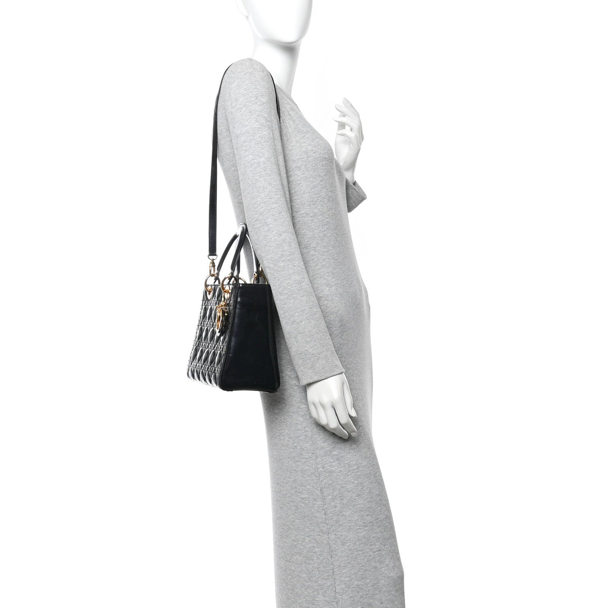 Patent Cannage Medium Lady Dior Black