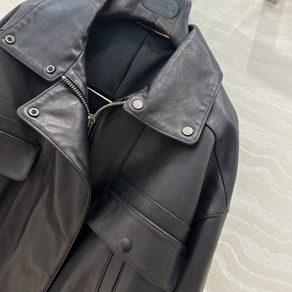 YSL Double Pocket Silhouette Jacket Black Lambskin