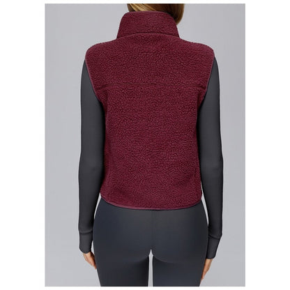 Solid Color Stand Collar Fleece Sports Vest