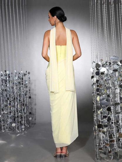 Kiara Patchwork Strapless Maxi Dress