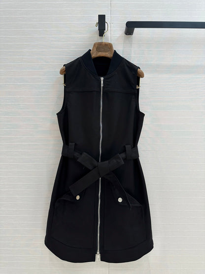 HM Majia Zipped Sleeveless Dress in Black Cotton