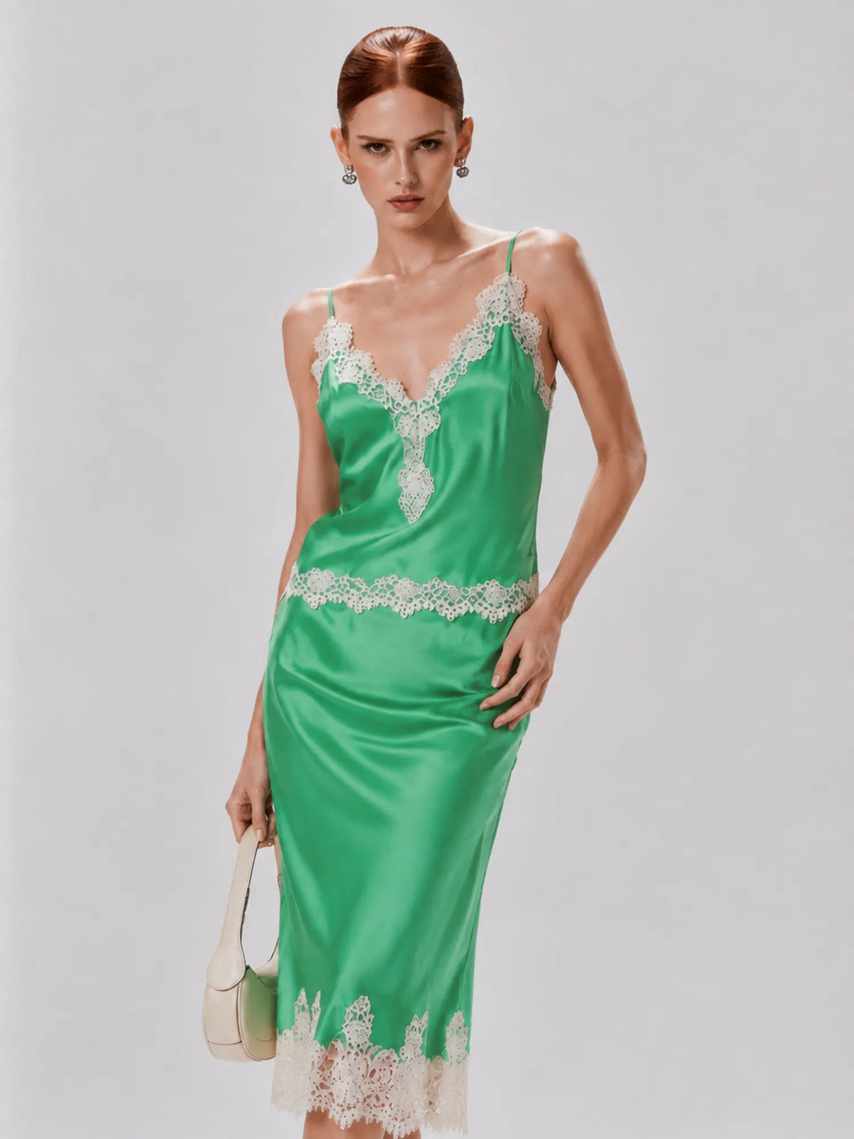 Emmeline Lace and Satin Panel Midi Set