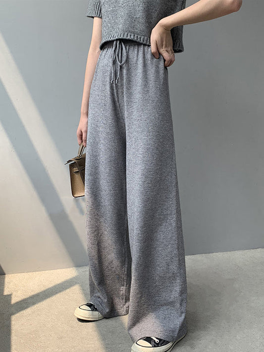 Simple Casual 3 Colors Knitting Wide-Leg Pants