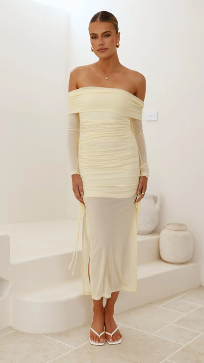 Isadora Off Shoulder Maxi Dress - Yellow