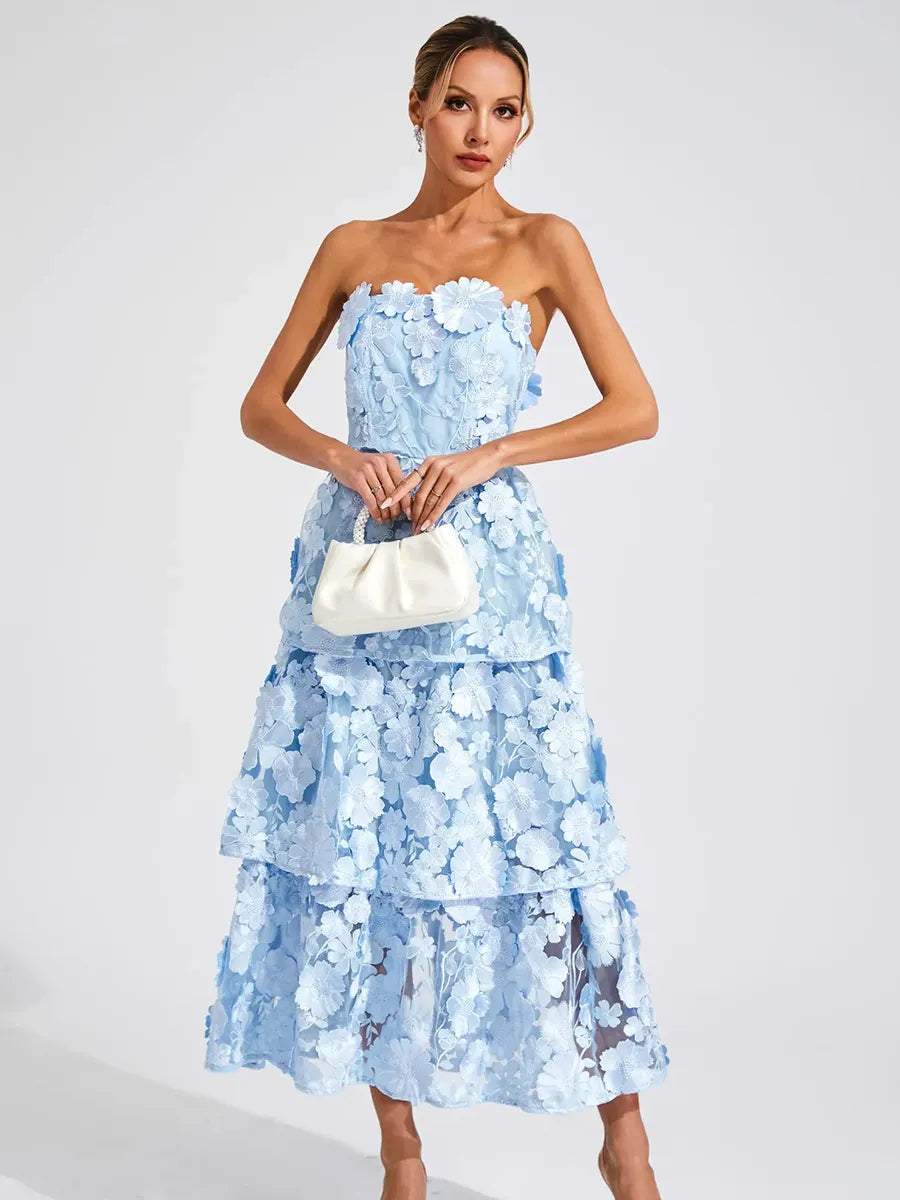 Fiorella Midi Dress In Blue