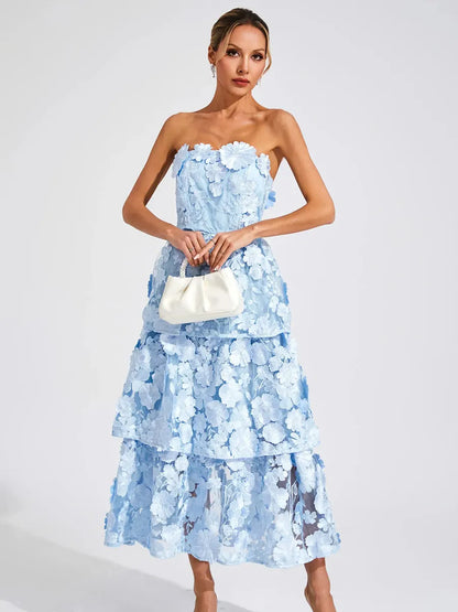 Fiorella Midi Dress In Blue