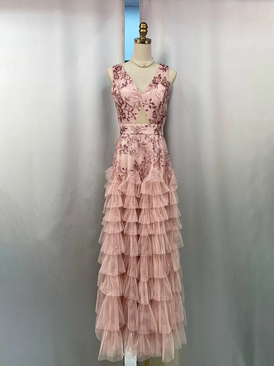 Mila Floral Ruffled Tulle Maxi Dress