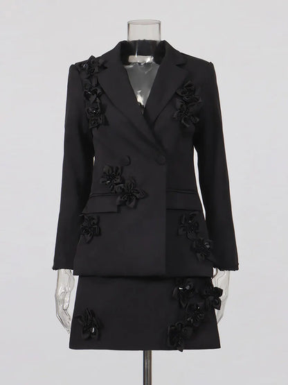 Persephone 3D Floral Sculpted Suit Skirt Set