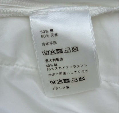 Miu Track Pants White Cotton Tencel Fabric 350246
