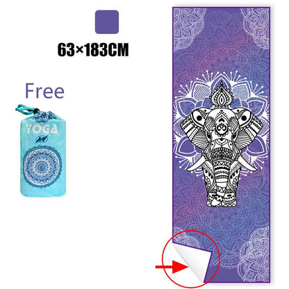 Sports Fitness Yoga Mat Spread Towel Silicone Anti-Slip Printing Pad Portable Folding Widened Spread Towel Easy Take
