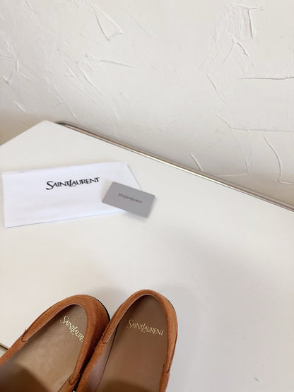 YSL Le Loafer Supple Camel Suede