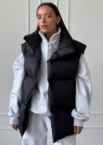 Padded Cotton Vest High Neck Sleeveless Design