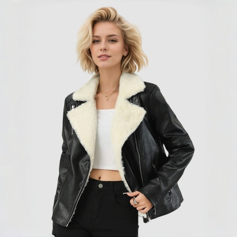 Thick Fur Leather Jacket