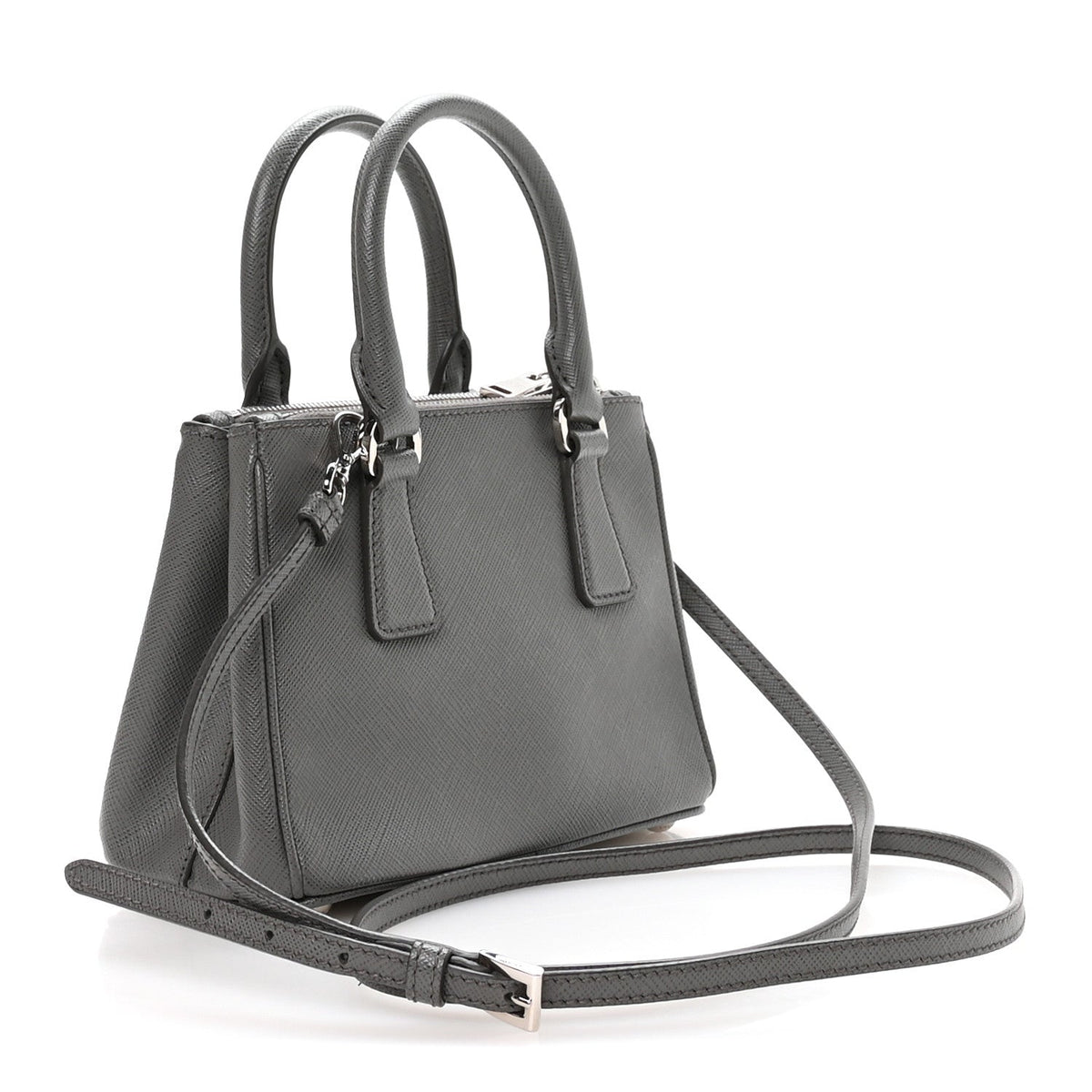 Saffiano Micro Galleria Double Zip Tote Marmo