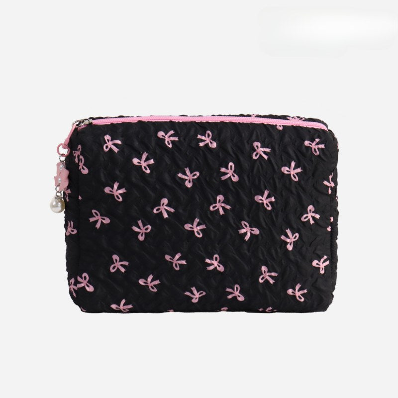 Bow Print Large Capacity Sweet Make Up Bag