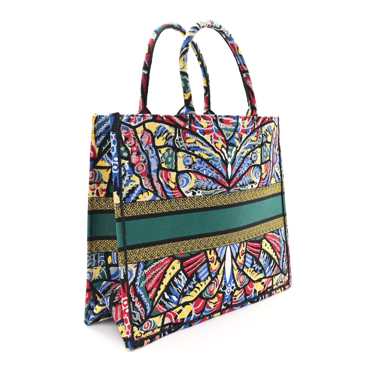 Canvas Embroidered Butterfly Book Tote Black Multicolor