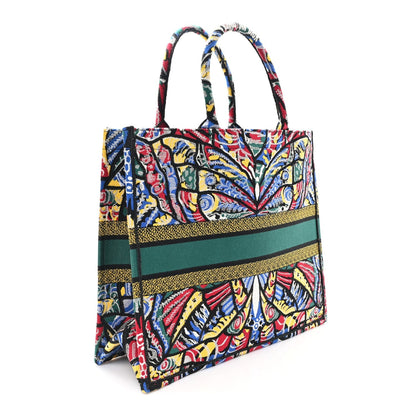 Canvas Embroidered Butterfly Book Tote Black Multicolor