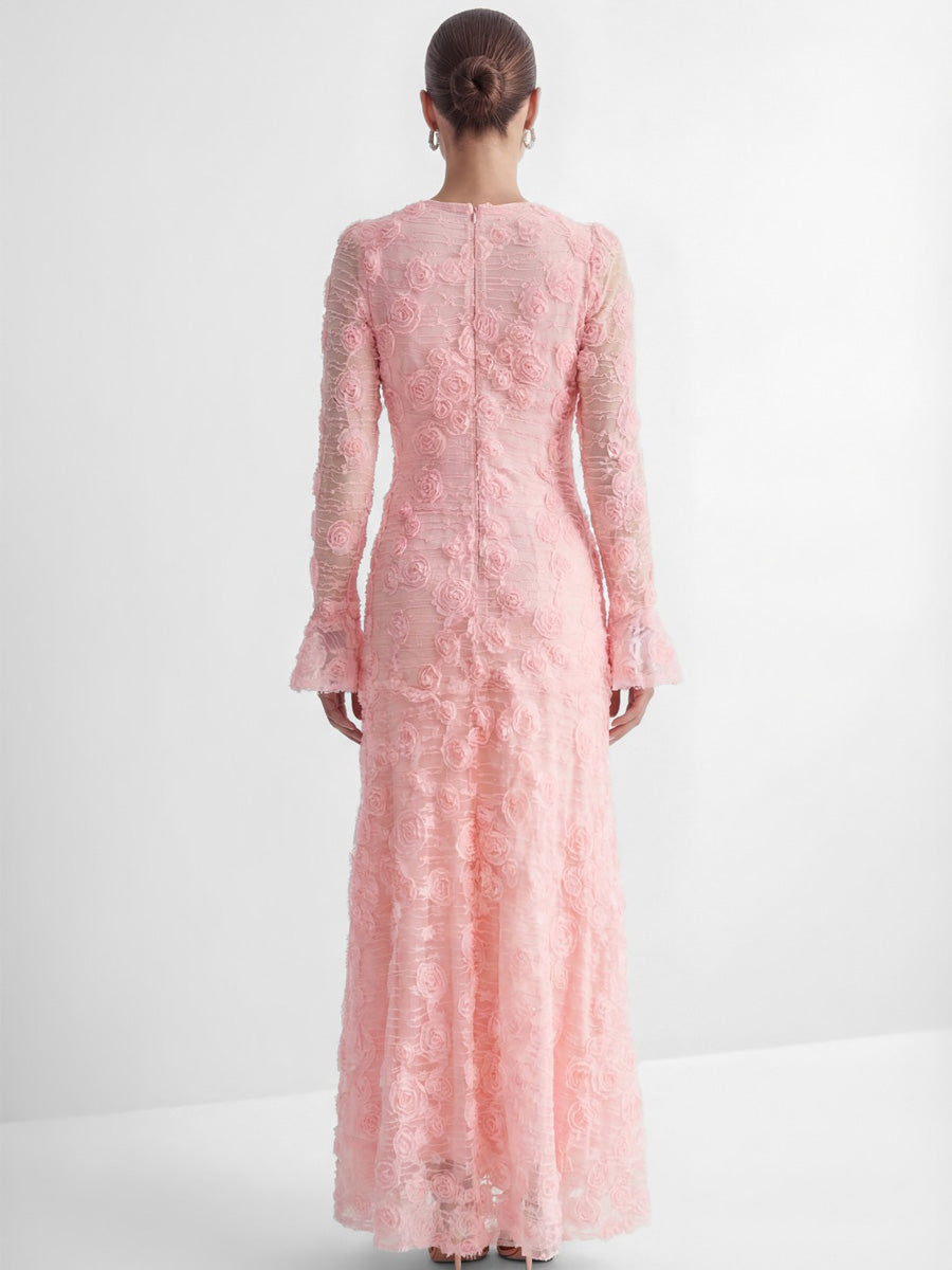 Maya Pink Rose Applique Maxi Dress