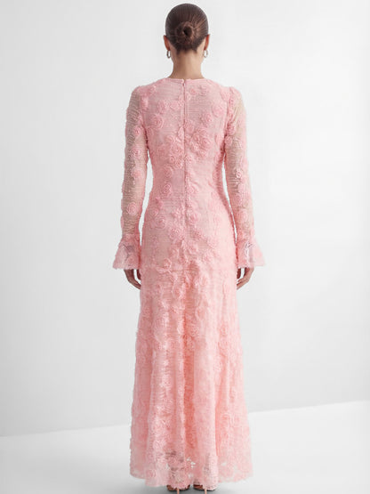 Maya Pink Rose Applique Maxi Dress
