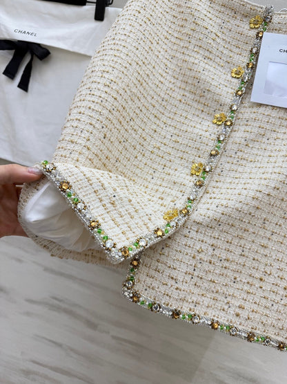 CC 26s Midi Skirt White Gold Tweed