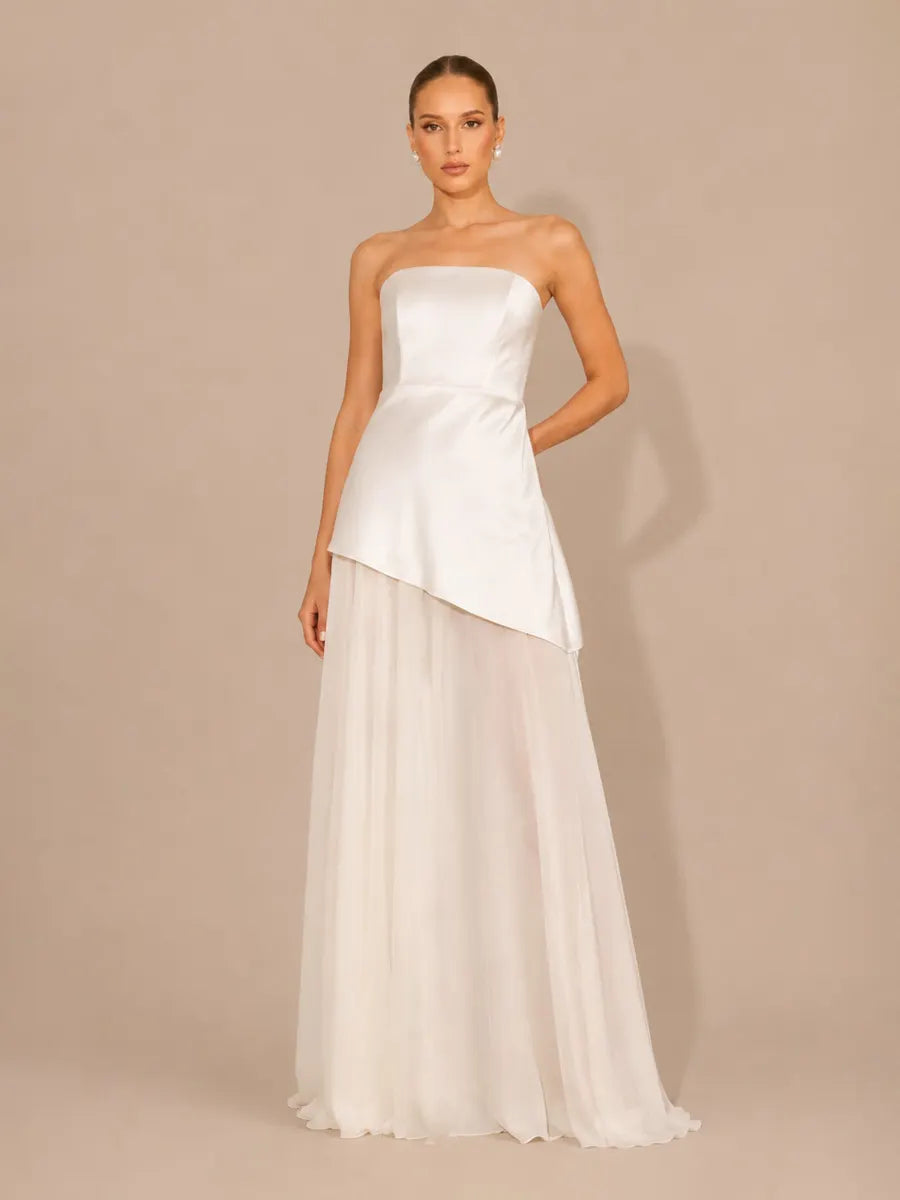 Ramona Elegant Strapless Paneled Maxi Dress
