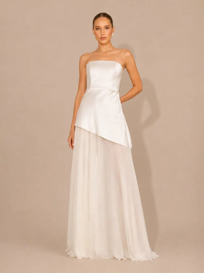 Ramona Elegant Strapless Paneled Maxi Dress