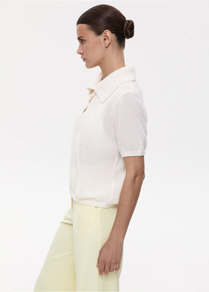 Soft Knit Polo Tee Lightweight Textured Top