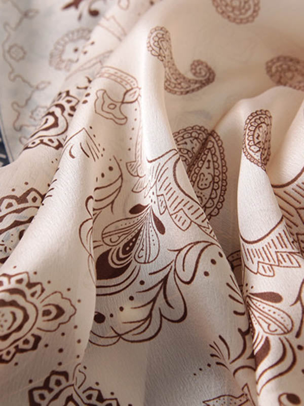 Vintage Silk Imitation Printed Shawl&Scarf
