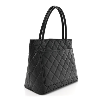 Caviar Quilted Medallion Tote Black