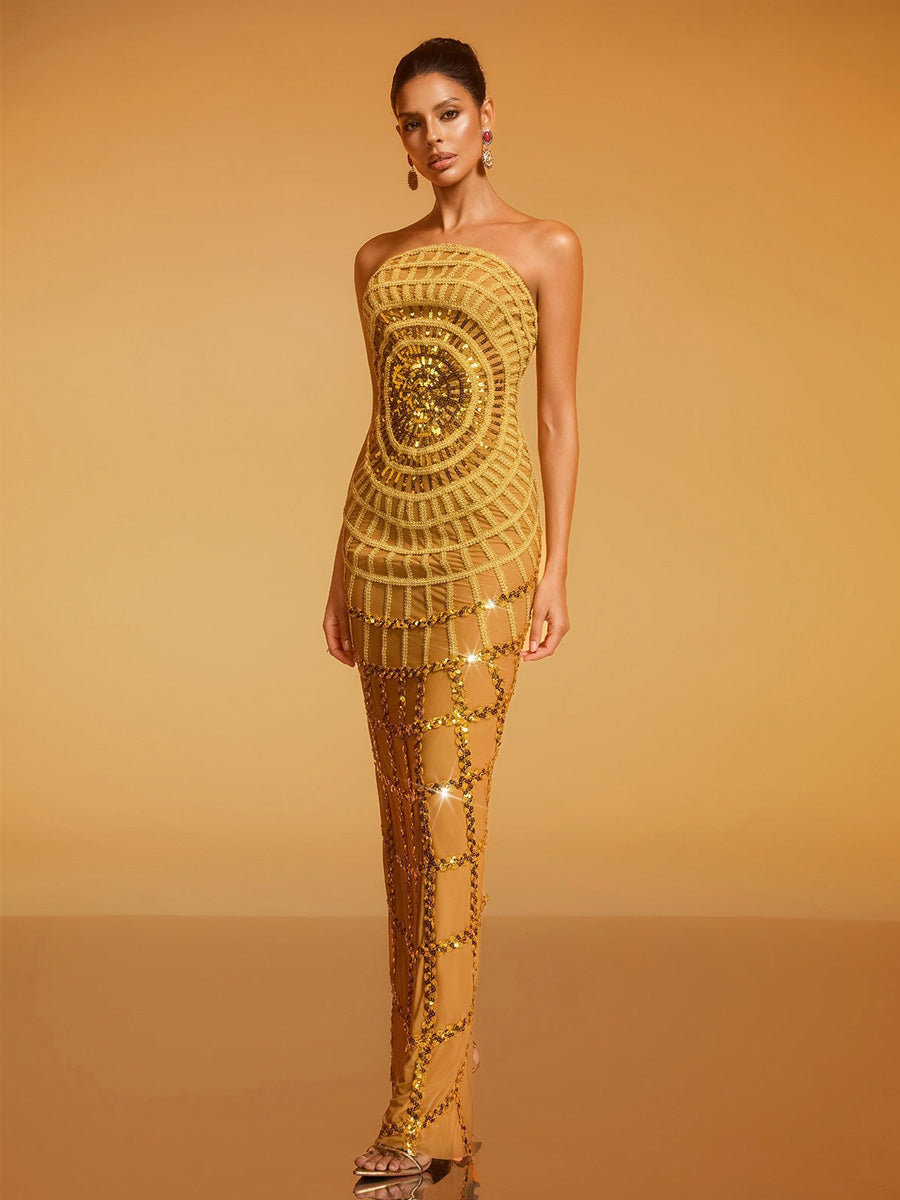 Lila Strapless Sequin Maxi Dress