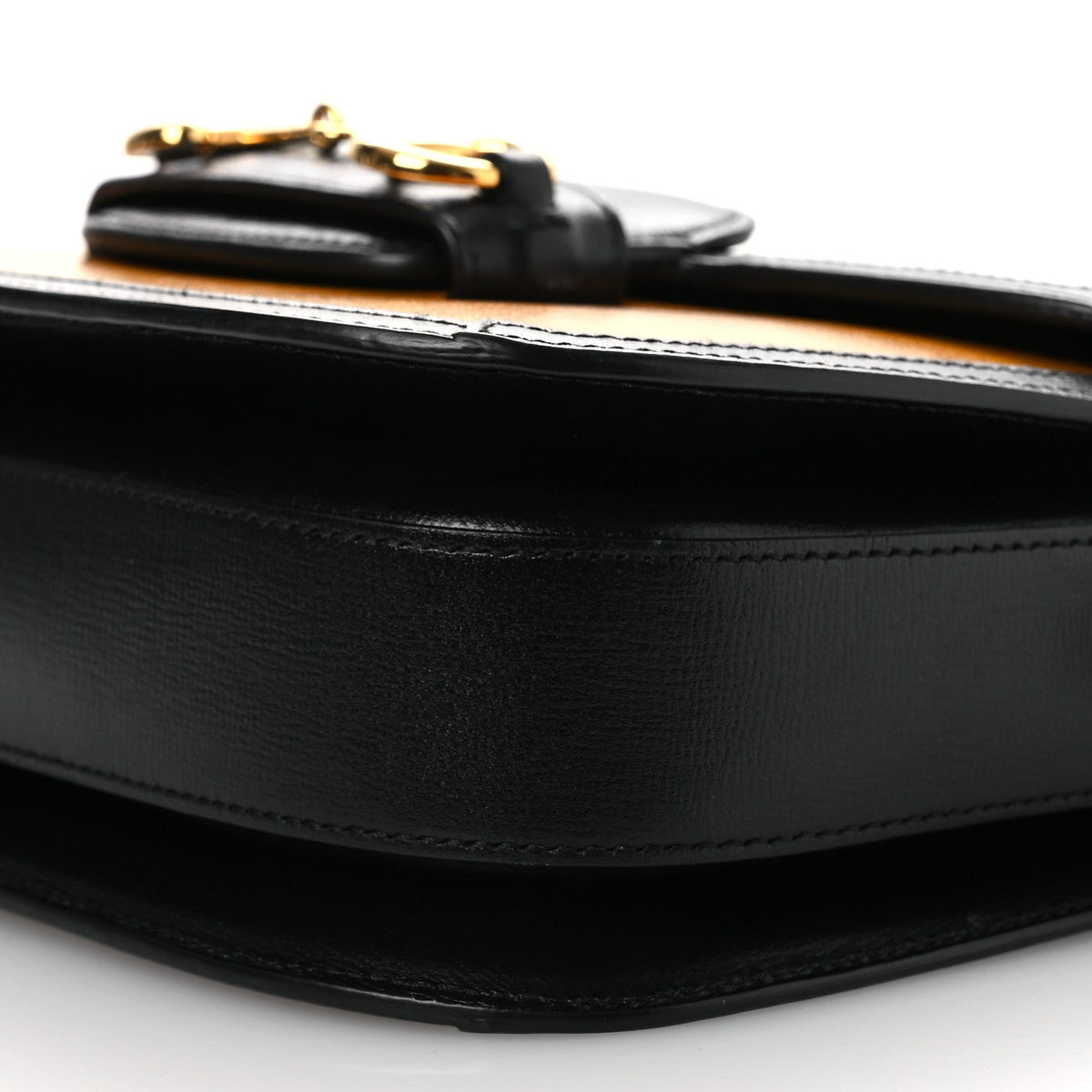 Azalea Calfskin Tri-Color Horsebit 1955 Shoulder Bag Mystic White Sun Oil Black