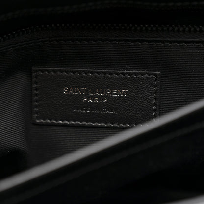 Calfskin Y Quilted Monogram Monochrome Toy Loulou Crossbody Bag Black
