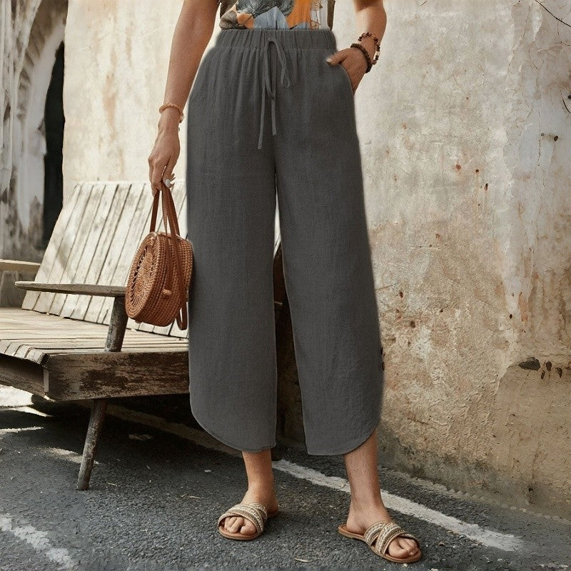 Cropped Cargo Pants With Drawstring