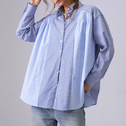 Vintage Color Block Striped Long Sleeve Top