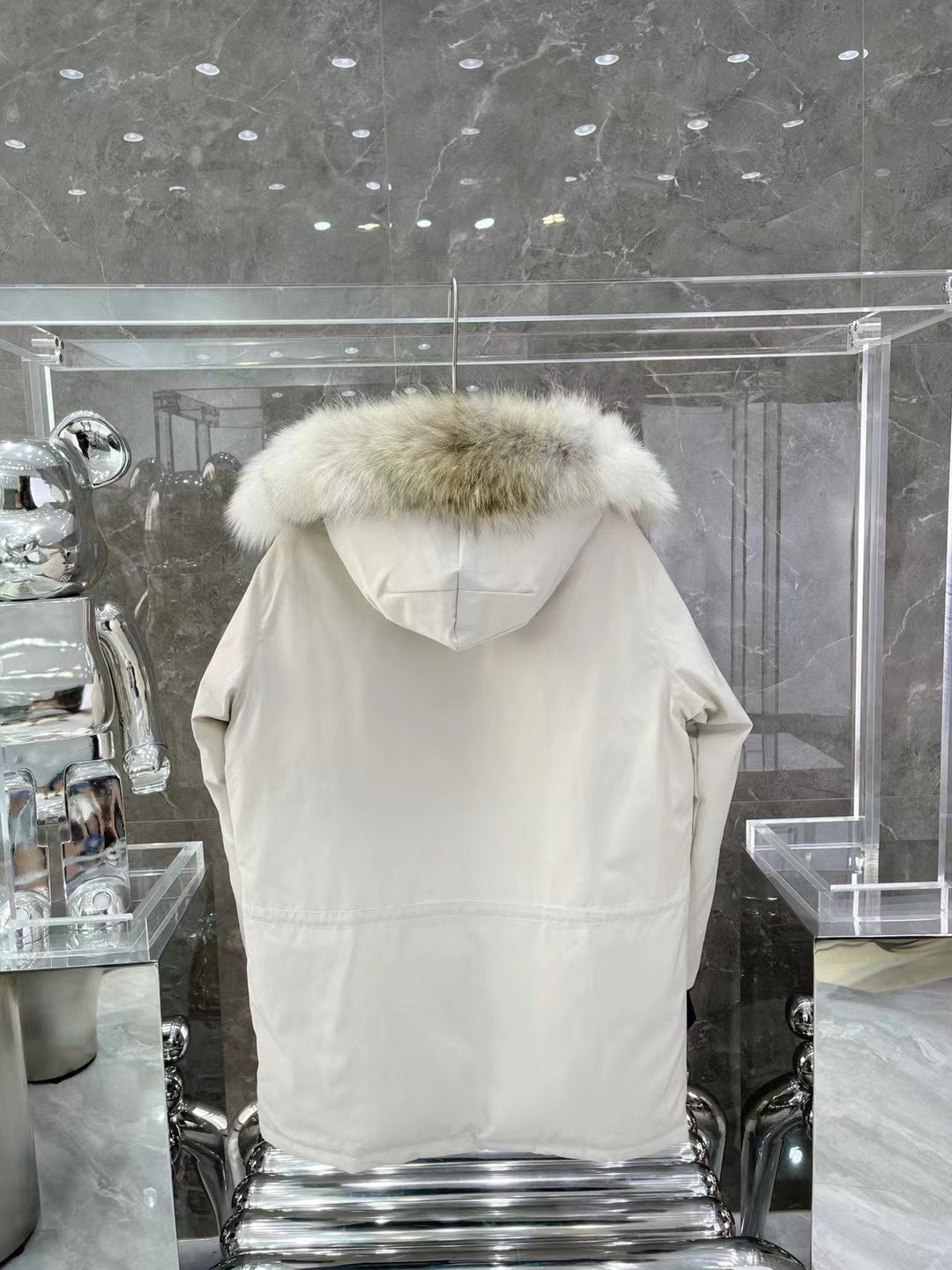 C. Goose Bomber Jacket White Polyester 0032