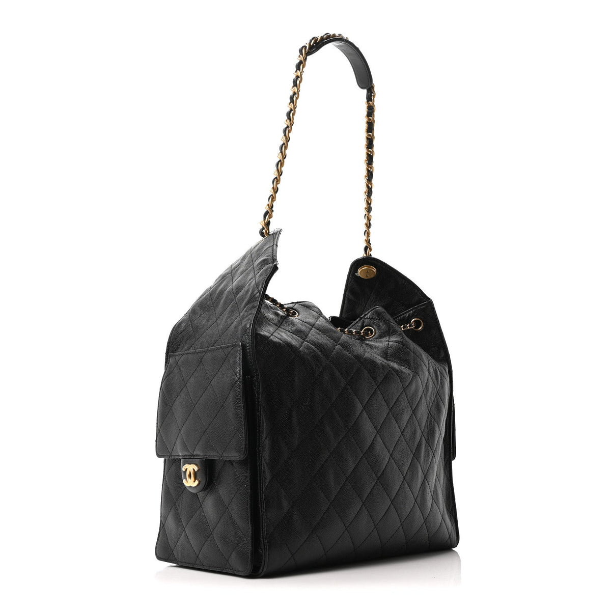 Caviar Quilted Medium Chanel 25 Handbag Black