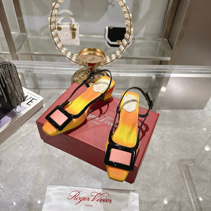 Viv 25 Slingback Yellow Orange Italian Leather 300782