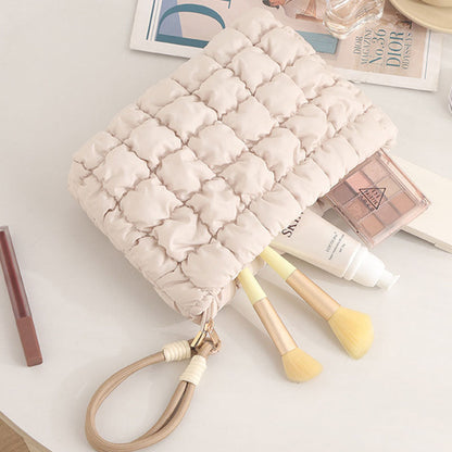 Puffer Quilted Solid Color Portable Cosmetic Bag