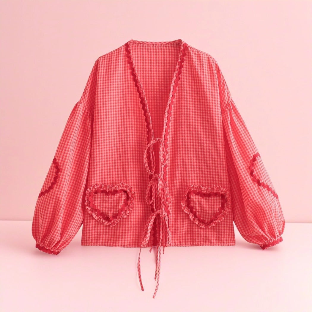Crosa - Oversized Checkered Love Cardigan - Breezy Summer Cover-Up