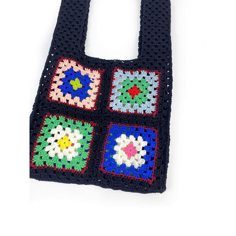 Crochet Granny Square Bag Ethnic Wind Hand Hook Flower Bag