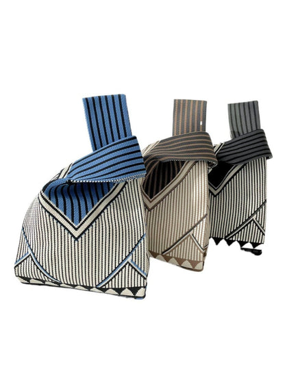 Cosbai - Classic Minimalist Striped Knit Handbag