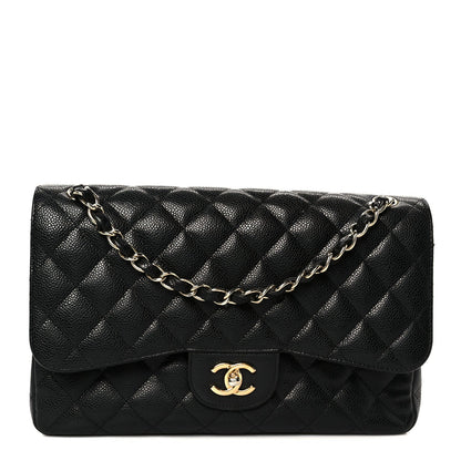 Caviar Quilted Jumbo Double Flap Black