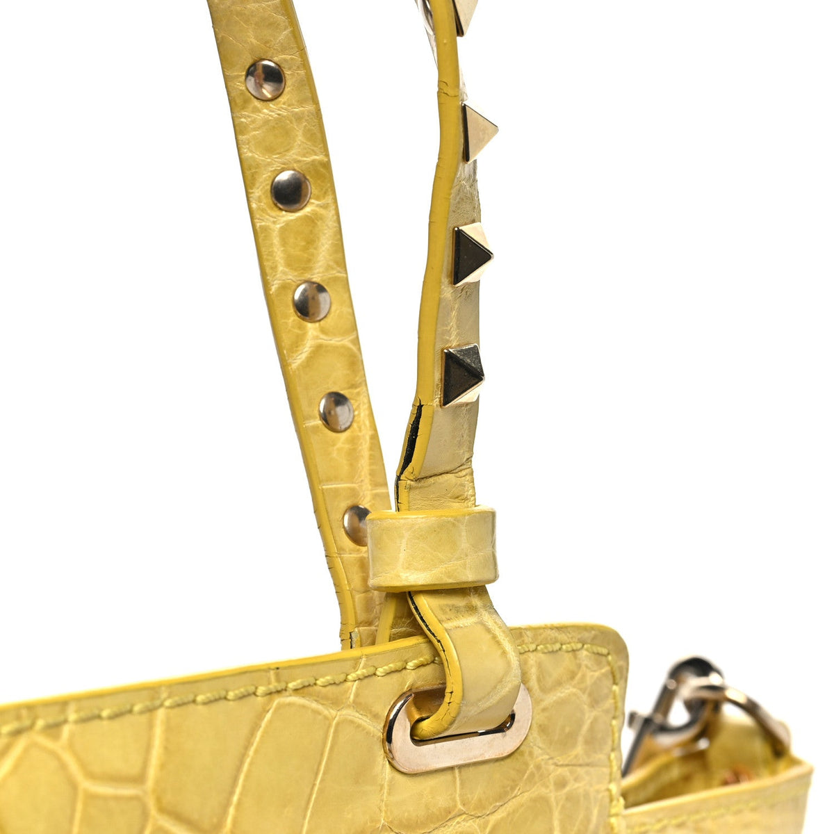Crocodile Small Rockstud Tote Jonquill