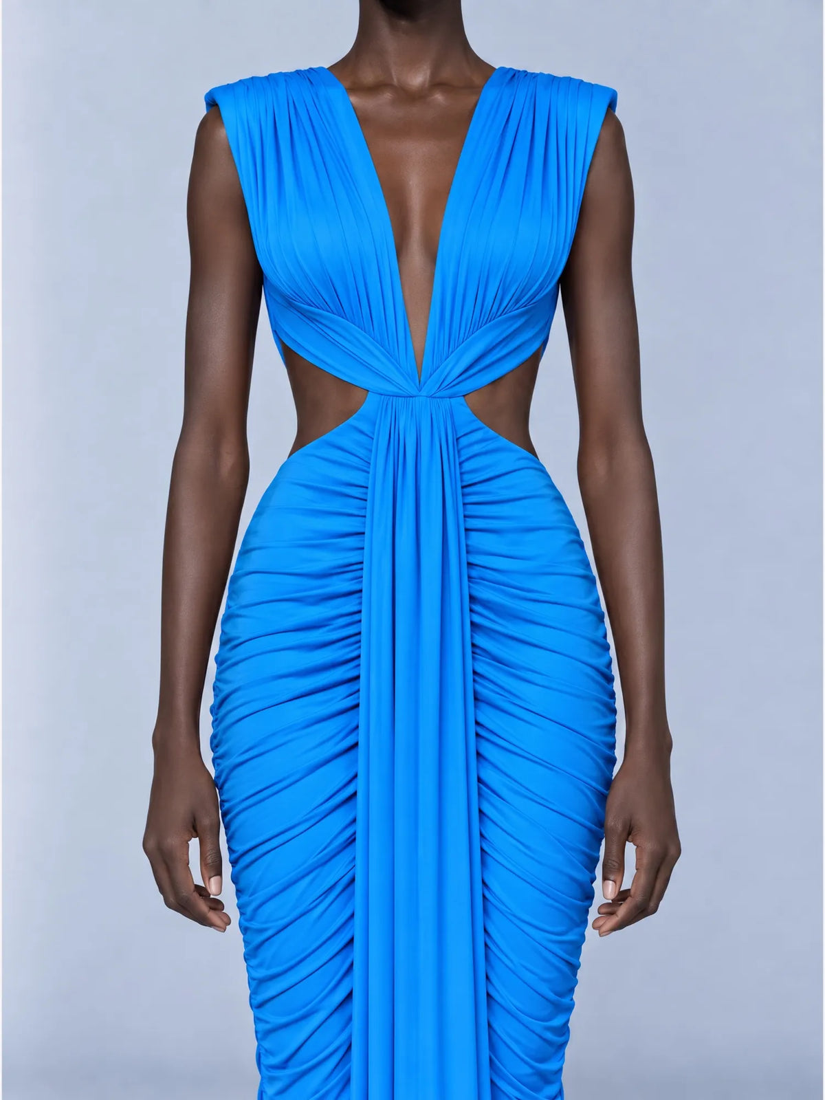Evelyn Pleated Openwork Maxi Dress
